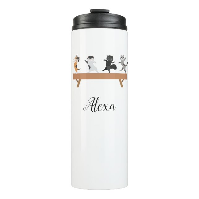 Customisable Four Gymnastics Cats  Thermal Tumbler (Front)