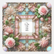 Customisable Frame Roses Packaging Stickers