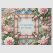 Customisable Framed Roses Tissue Wrapping Paper