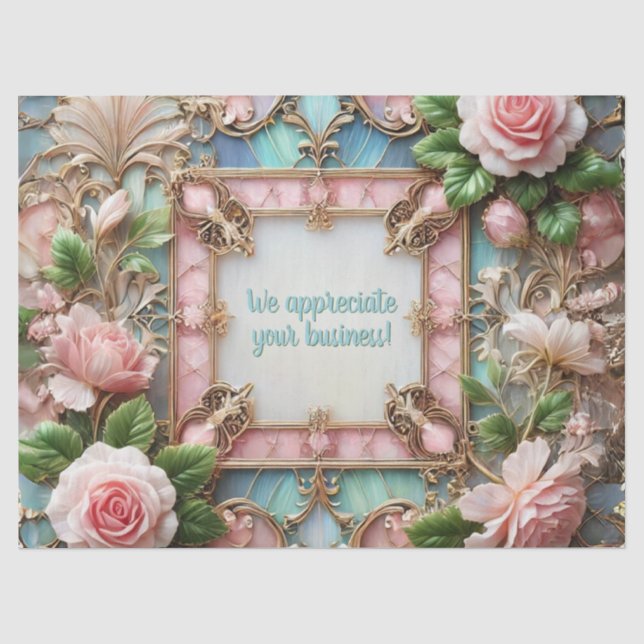 Customisable Framed Roses Tissue Wrapping Paper (Front)