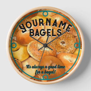 Customisable Fresh Bagels Business Decor Clock