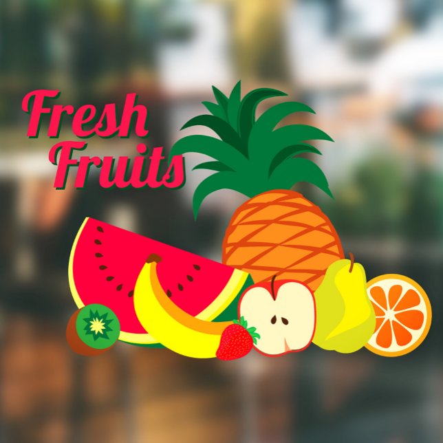 Customisable Fresh Fruits Store Market Business Window Cling (Creator Uploaded)