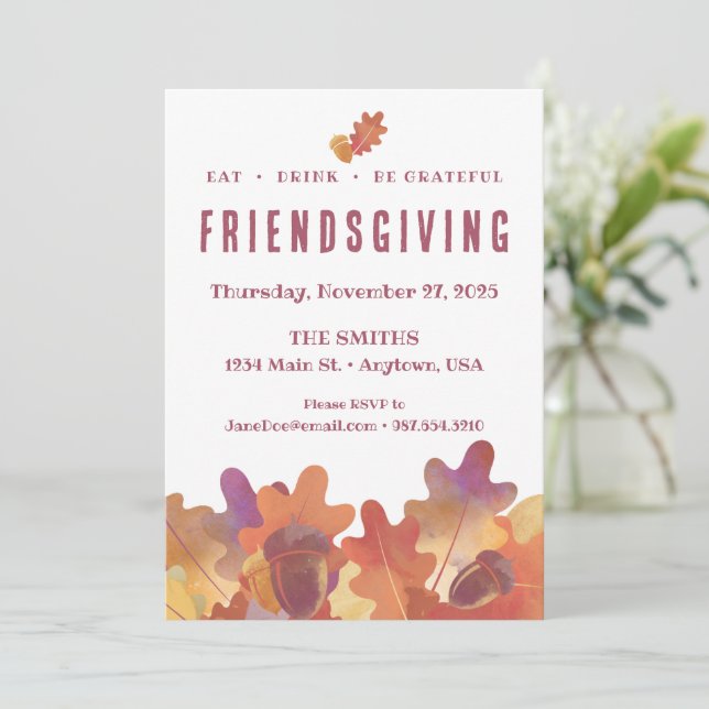 Customisable Friendsgiving Thanksgiving Autumn  Invitation (Standing Front)