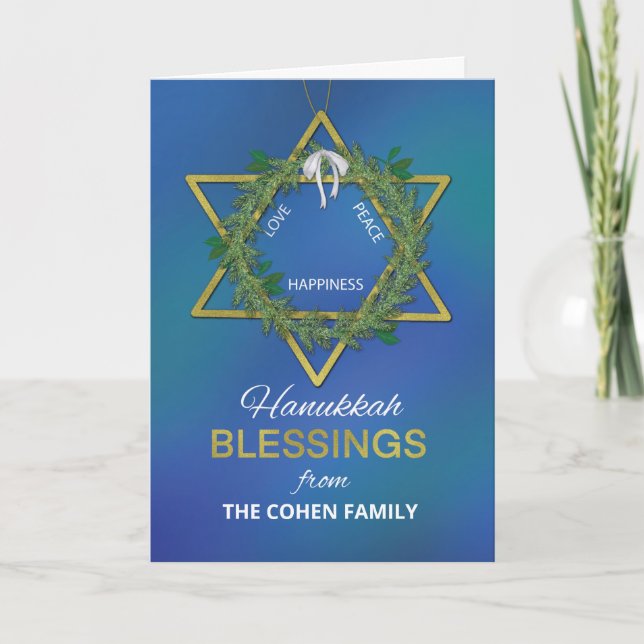 Customisable From Name Hanukkah Blessings Star Card (Front)