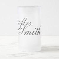 Customisable frosted beer mug wedding gift mrs.