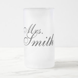 Customisable frosted beer mug wedding gift mrs.
