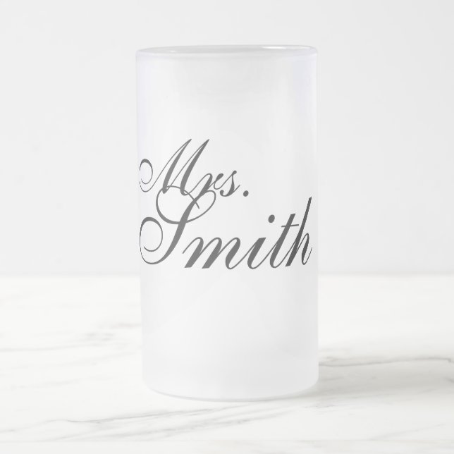 Customisable frosted beer mug wedding gift mrs. (Center)