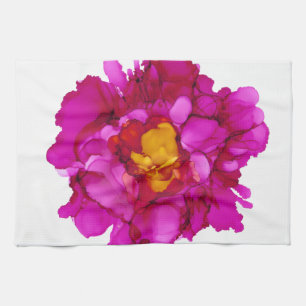 Customisable!!! fuchsia peony-large flower- tea towel