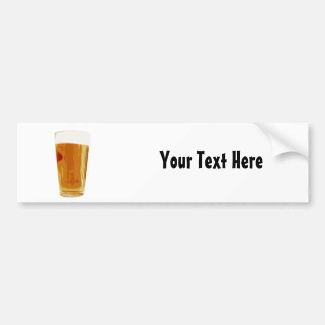 Customisable Full Golden Beer Glass Bumper Sticker (Front)