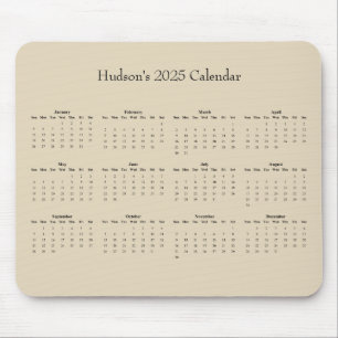 Customisable full year 2025 calendar mouse mat