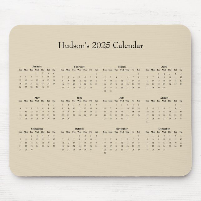 Customisable full year 2025 calendar mouse mat (Front)