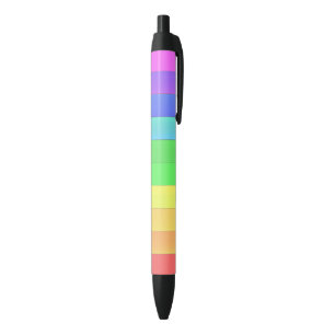 Customisable Fun Elegant Colourful Rainbow Stripes Black Ink Pen