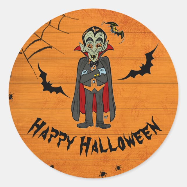 Customisable fun Halloween monster for kids Classic Round Sticker (Front)