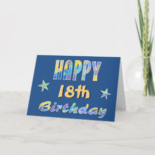 Customisable Fun Stars 18th Birthday Greeting Card