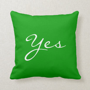 Customisable! Fun "YES / NO" Green & Red Pillow