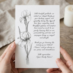 Customisable Funeral Thank You Card