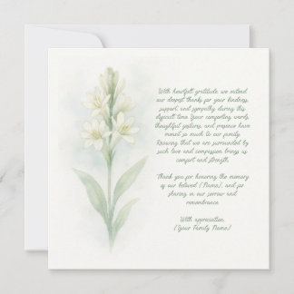 Customisable Funeral Thank You Card