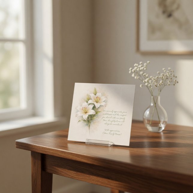 Customisable Funeral White Lily Thank You Card (Creator Uploaded)