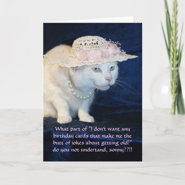 Customisable Funny Cat Birthday for Older Woman Card (Front)