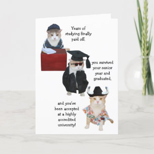 Customisable Funny Cat High School Graduation Card