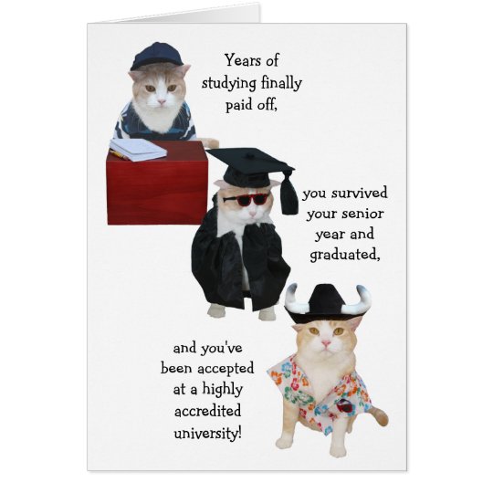 Customisable Funny Cat High School Graduation Card