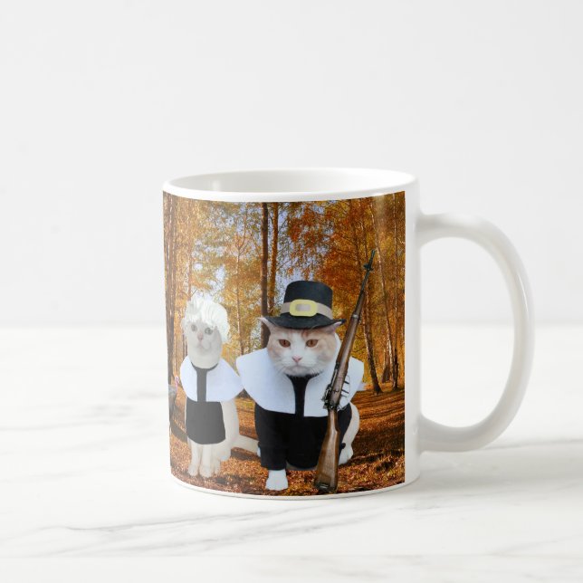 Customisable Funny Cat/Kitty Pilgrims Coffee Mug (Right)