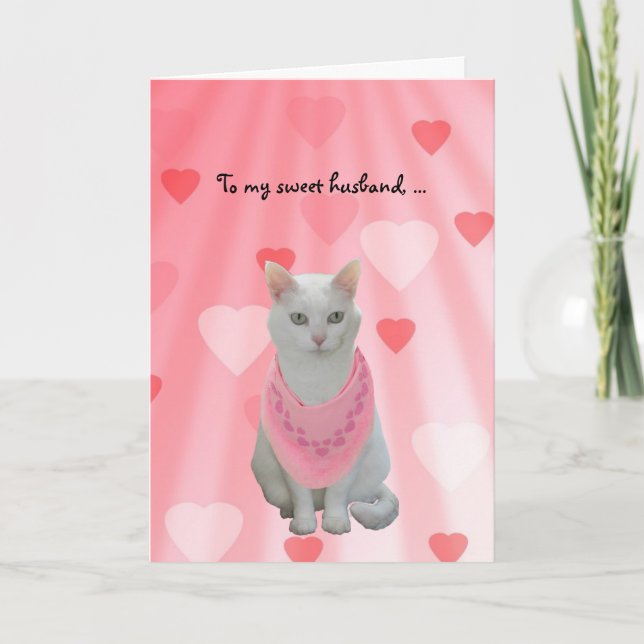 Customisable Funny Cats Valentine for Husband Holiday Card (Front)
