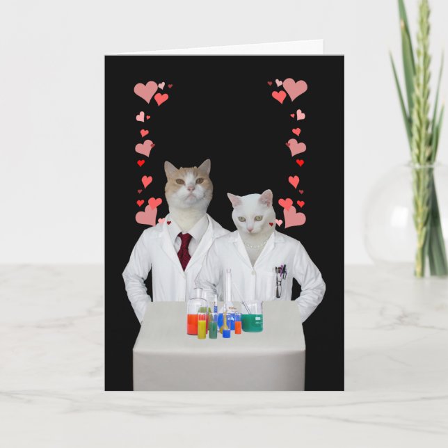 Customisable Funny Chemistry Cats Holiday Card (Front)
