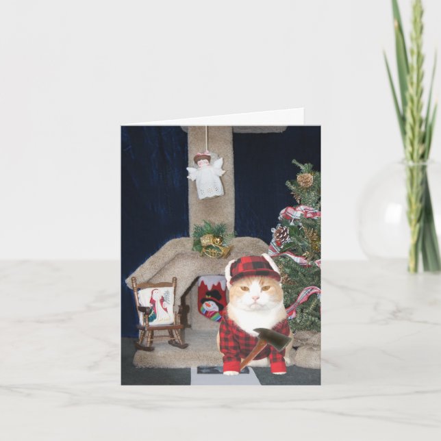 Customisable Funny Christmas Cat Condo Holiday Card (Front)