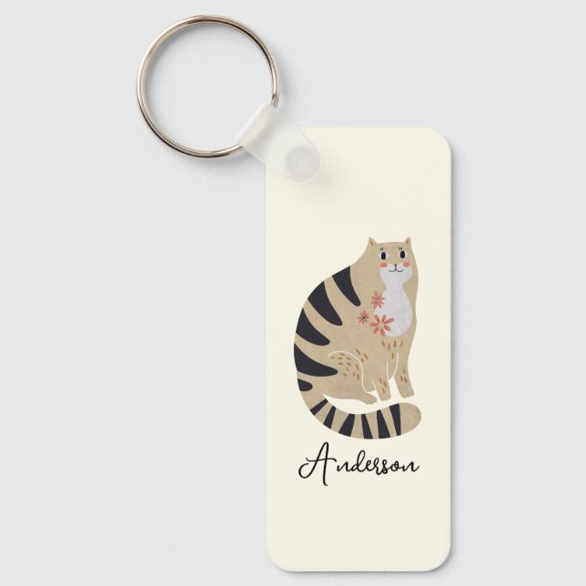 Customisable Funny Cute Smiling Cat Key Ring (Front)