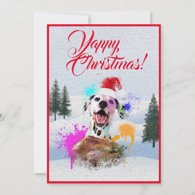 Customisable Funny Dalmatian Dog Yappy Xmas Card (Front)