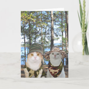 Customisable Funny Hunter Cats/Kitties Anniversary Card
