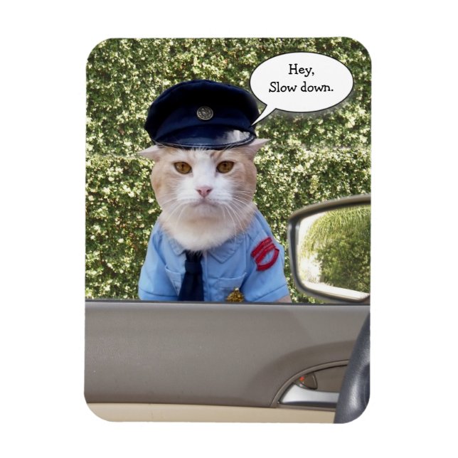 Customisable Funny Officer Cat Magnet (Vertical)