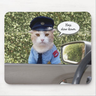 Customisable Funny Officer Cat Mouse Mat
