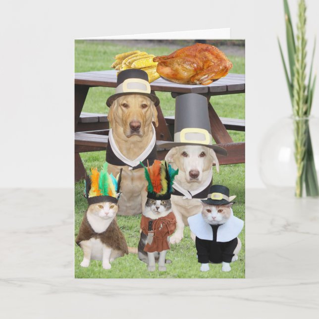 Customisable Funny Pet Thanksgiving Holiday Card (Front)