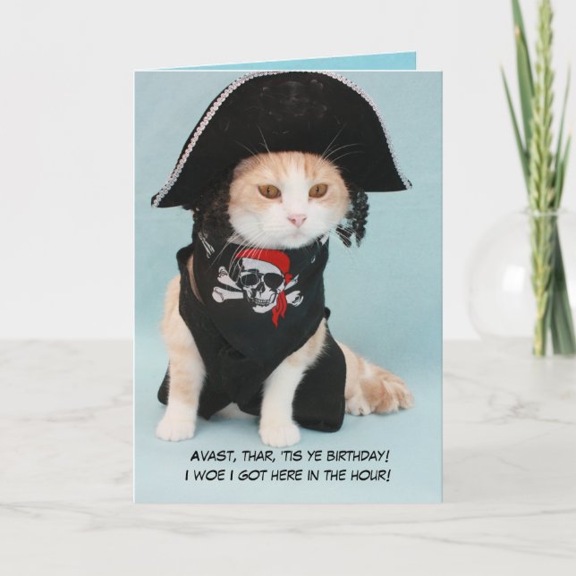 Customisable Funny Pirate Cat Card (Front)