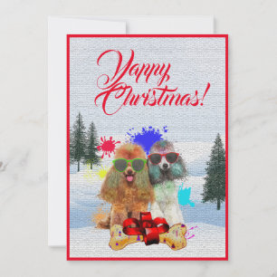 Customisable Funny Poodle Dog Christmas Card