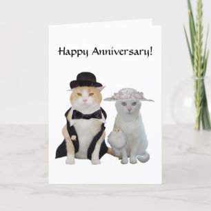 Customisable Funny,Pretty Cats/Kitties Anniversary Card