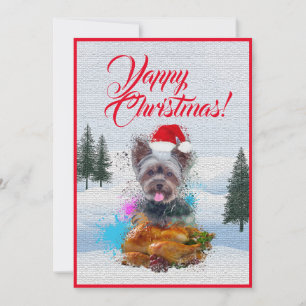 Customisable Funny Yorkie Dog Yappy Christmas Card