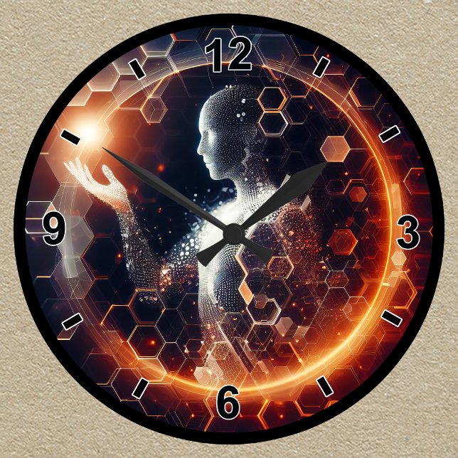Customisable Futuristic Digital Hexagonal Aura Round Clock (Creator Uploaded)