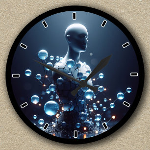 Customisable Futuristic Molecular Energy Design Round Clock