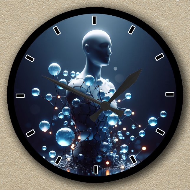 Customisable Futuristic Molecular Energy Design Round Clock (Creator Uploaded)