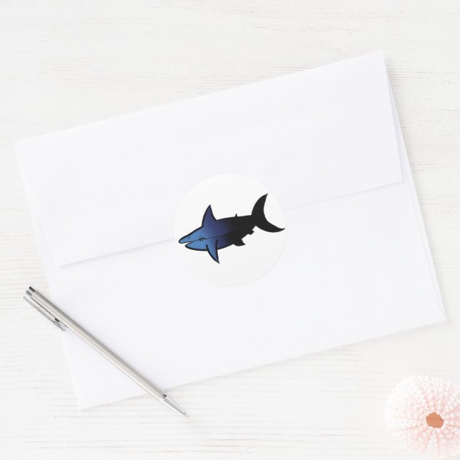 Customisable Galaxy Gradient Shark Classic Round Sticker (Envelope)