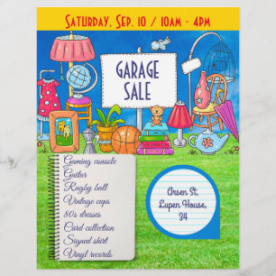Customisable garage sale, yard sale invitation flyer