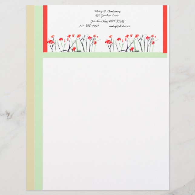 Customisable Garden Letterhead Template 1 (Front)