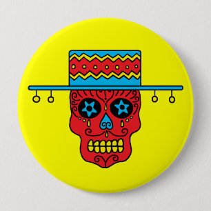 Customisable Gaucho Sugar Skull 10 Cm Round Badge