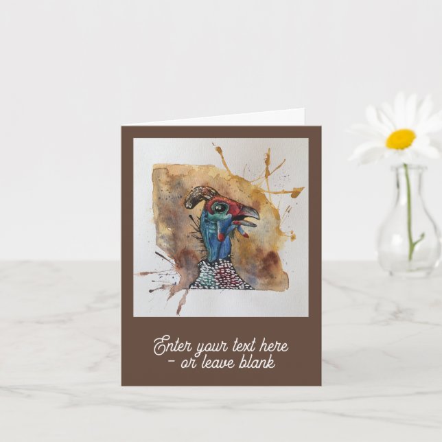 Customisable Gawping Guineafowl Greetings Card (Small Plant)