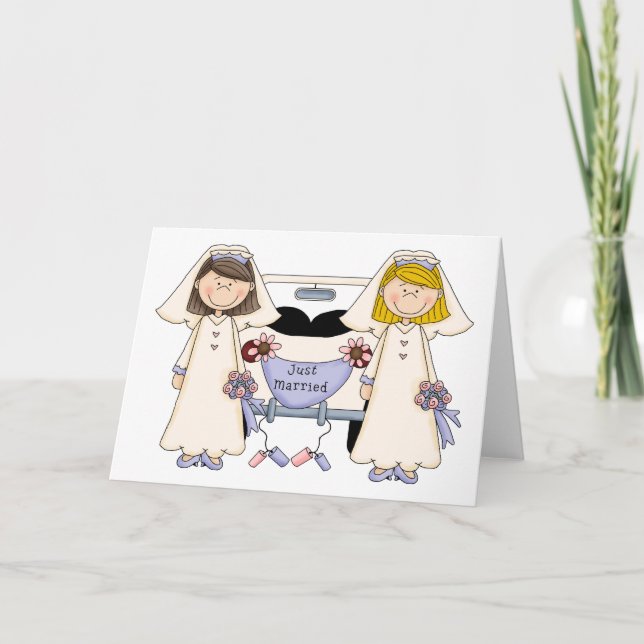 Customisable Gay Female Wedding Just Married Tees Announcement (Front)