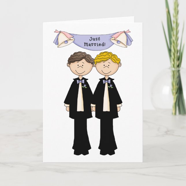 Customisable Gay Male Just Married Wedding Announcement (Front)