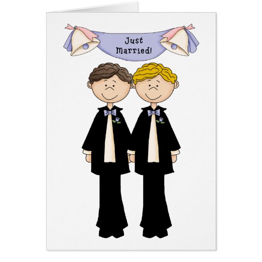 Customisable Gay Male Just Married Wedding Card